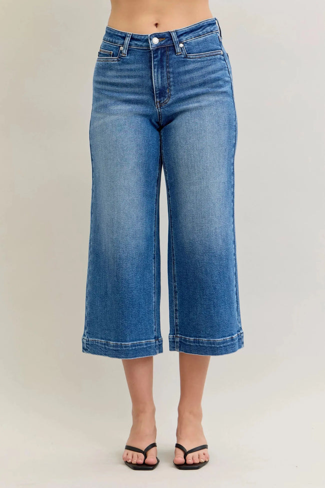 Judy Blue Mid Rise Crop Wide Leg Jeans  Style Ratio