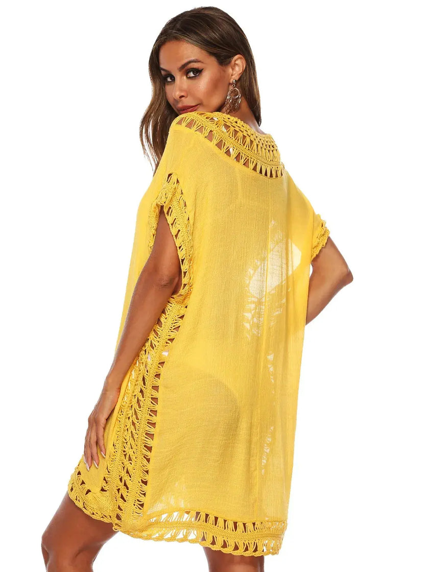 Bohemian Crochet Trim Beach Cover Up  Style Ratio