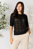 Mandy Ribbed Trim Round Neck Knit Blouse  Style Ratio