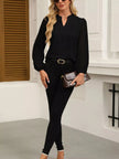 Notched Balloon Sleeve Blouse  Style Ratio