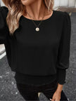 Smocked Waist Round Neck Blouse  Style Ratio
