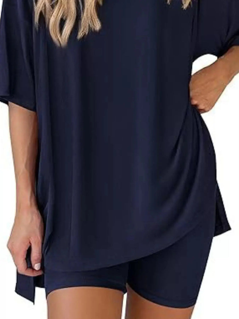 Full Size Relaxed Fit Top and Shorts Two-Piece Set  Style Ratio