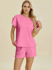 Double Take Full Size Texture T-Shirt and Shorts Set  Style Ratio