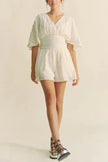 Davi & Dani Batwing Sleeve Waist Belt Romper  Style Ratio