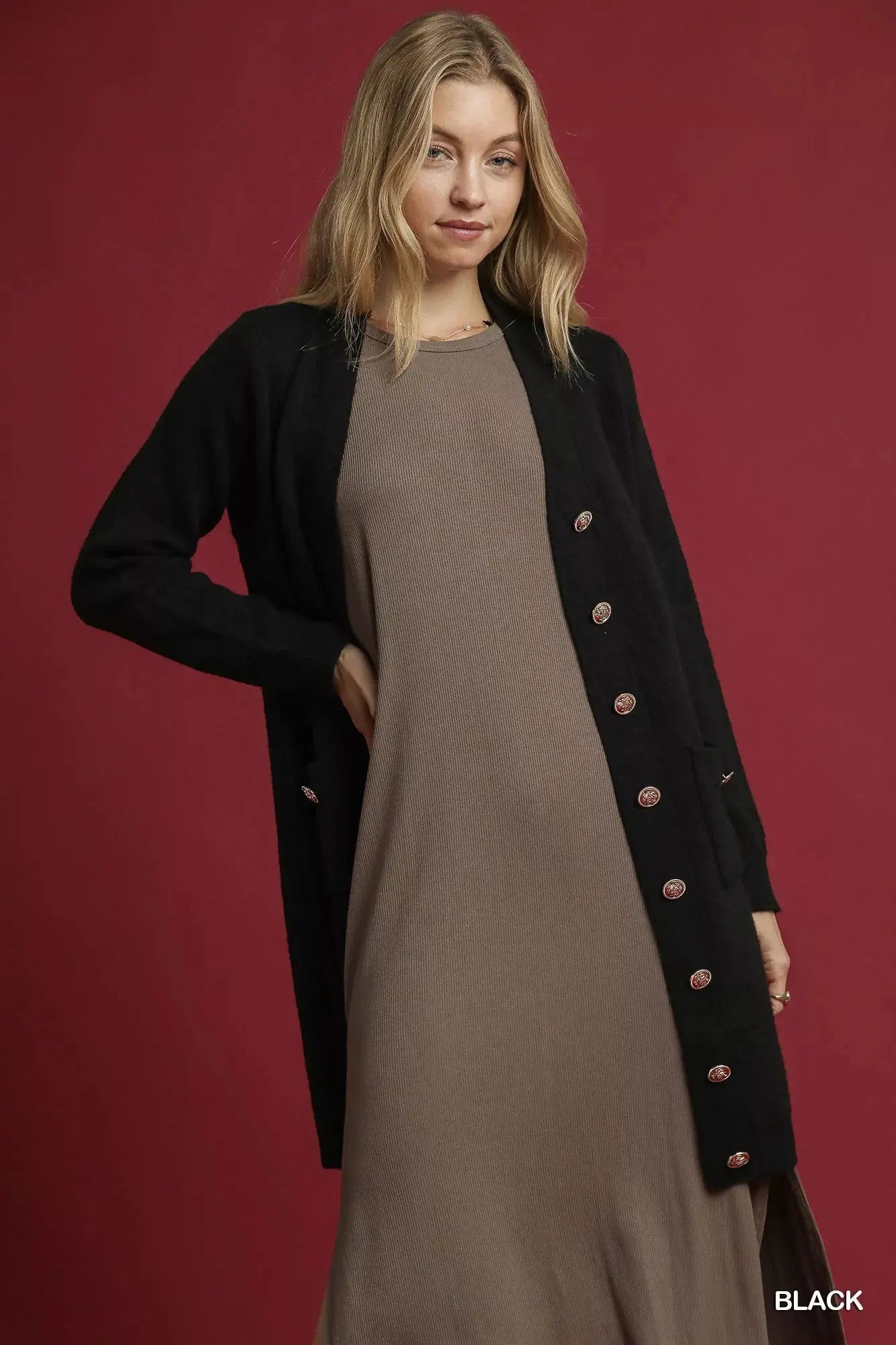 Umgee Button-Down Longline Sweater Cardigan with Front Pockets  Style Ratio