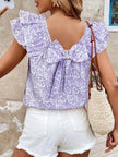Floral Print Ruffle Trim Blouse  Style Ratio