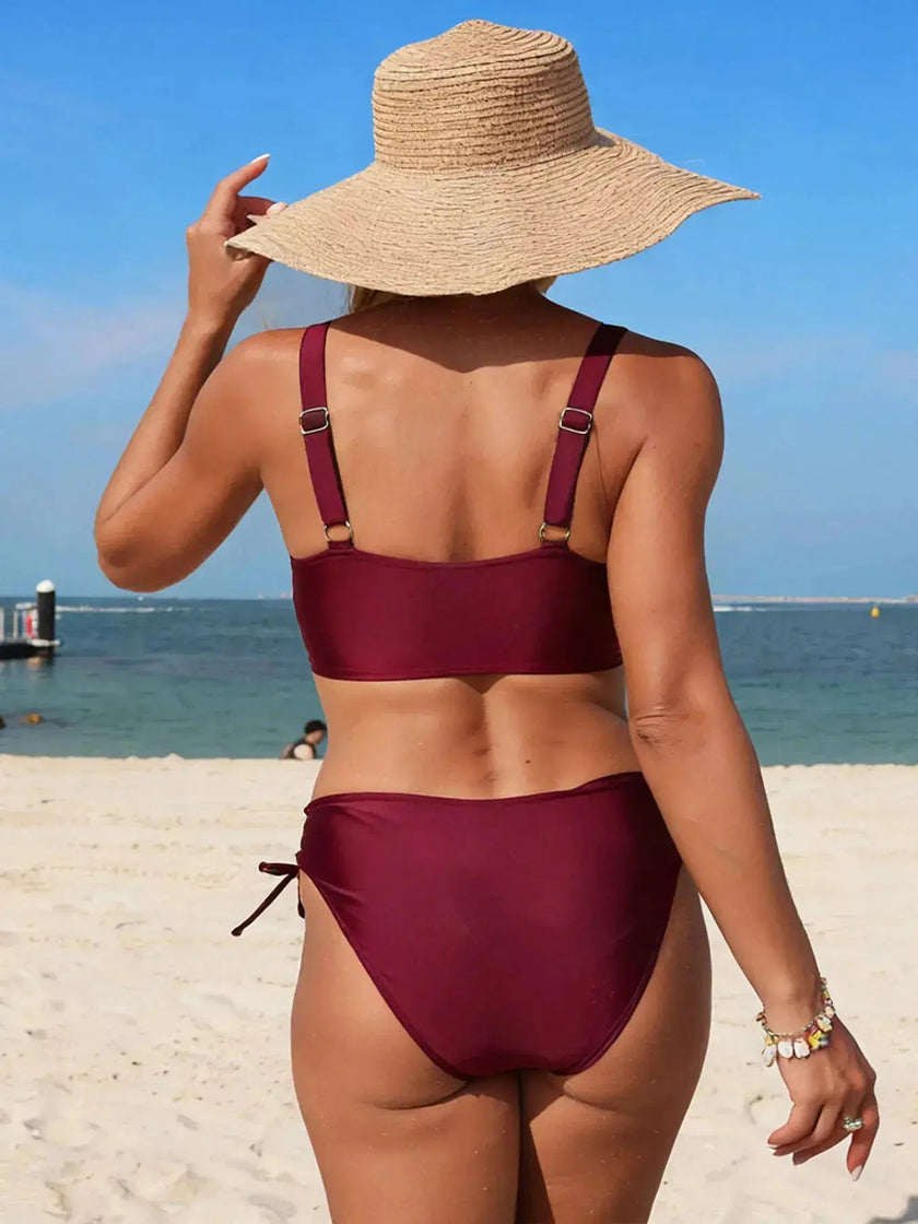 Palm Tree Cutout Lace-Up Bikini  Style Ratio