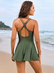 Twisted Front Crisscross Double Spaghetti Strap One-Piece Swimwear  Style Ratio