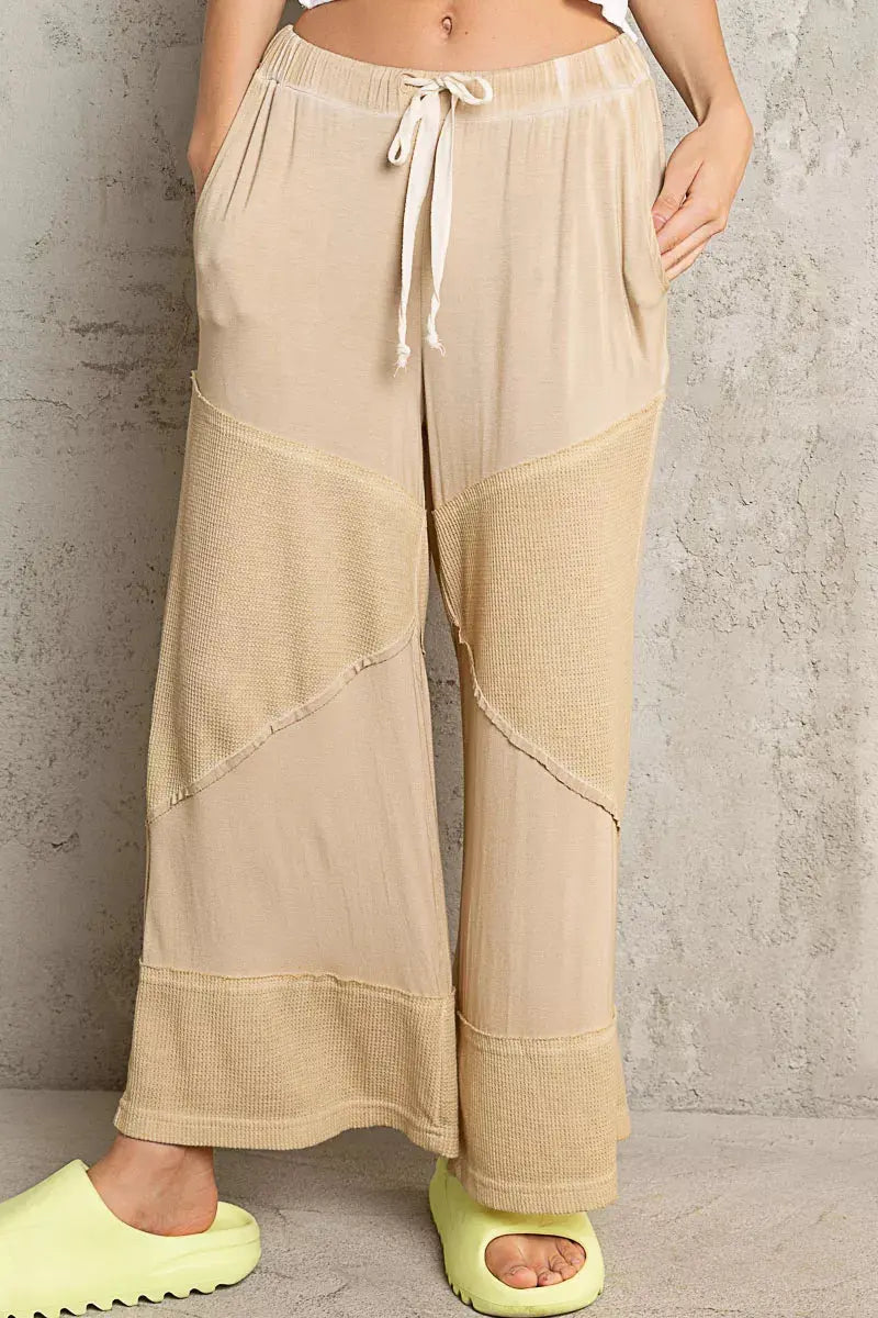 POL Elastic Waistband Wide Leg Pants with Drawstring  Style Ratio