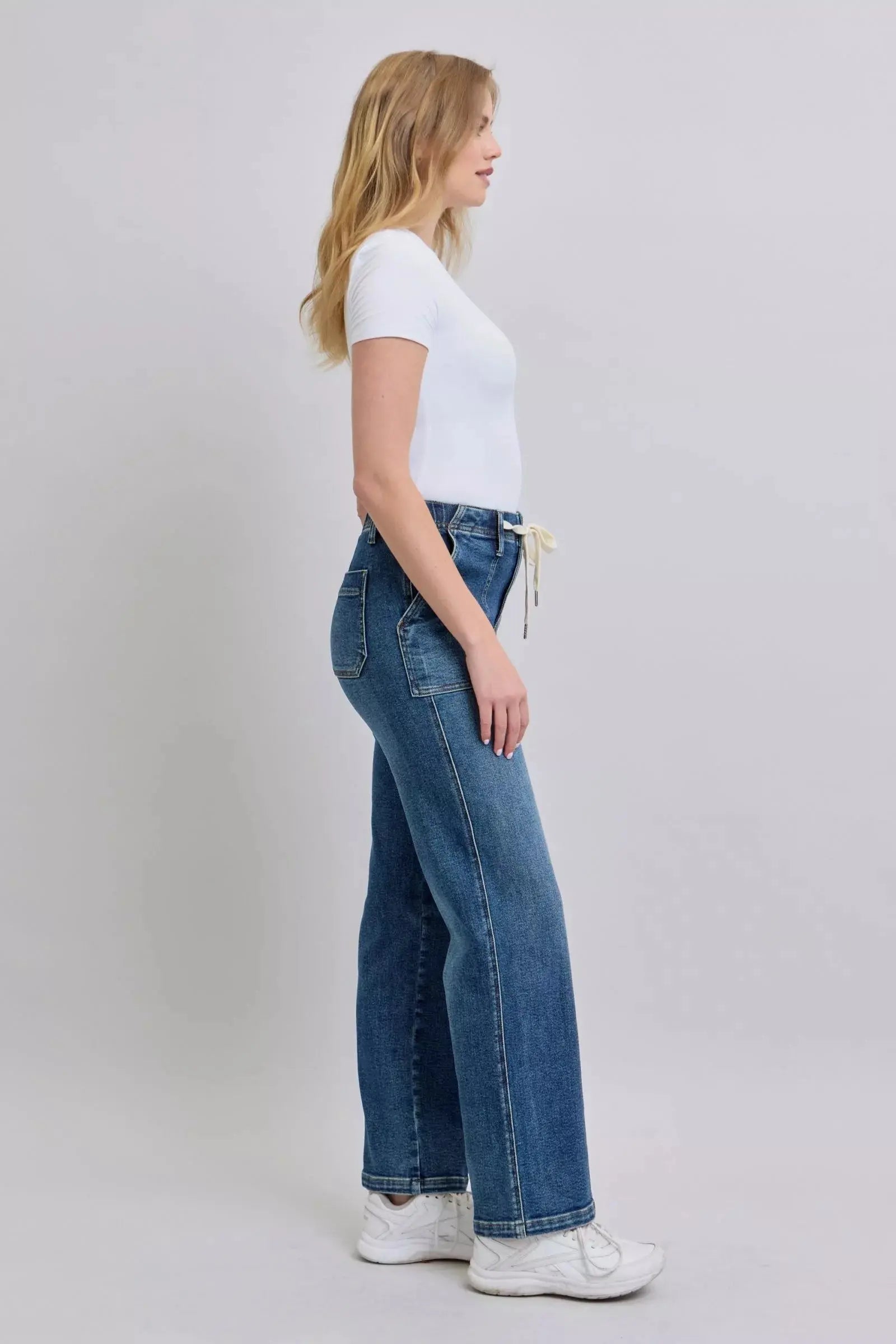 Judy Blue Drawstring Straight Jeans with Pockets  Style Ratio