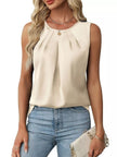 Pleated Round Neck Tank Top  Style Ratio