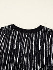 Abstract Printed Notched Long Sleeve Blouse  Style Ratio