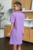 Double Take Full Size Texture Collared Neck Short Sleeve Dress  Style Ratio