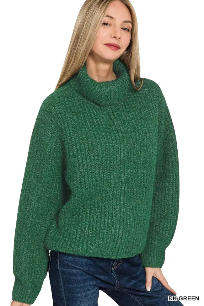 Zenana High Neck Full Zip Sweater Cardigan  Style Ratio