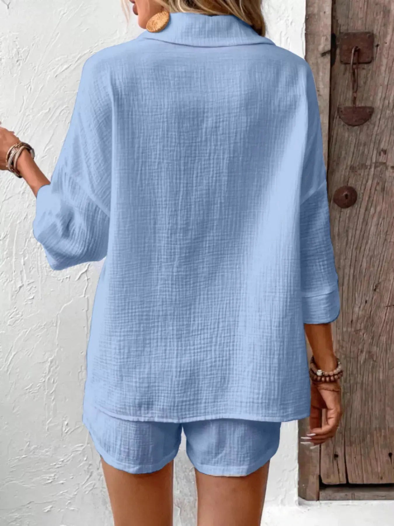 Button Detail Top and Shorts Set  Style Ratio