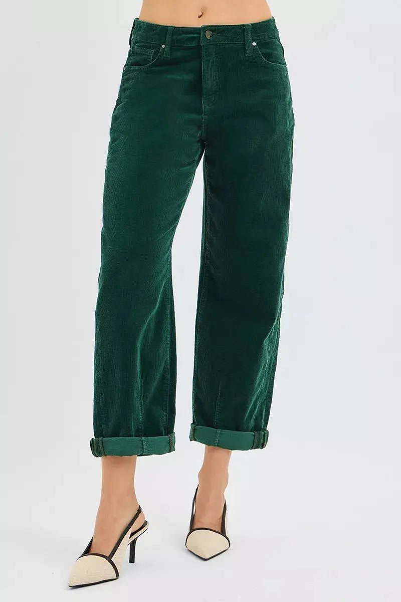 RISEN High Rise Crop Barrel Cordurory Pants  Style Ratio