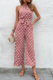 Perfee Polka Dot Grecian Wide Leg Jumpsuit  Style Ratio
