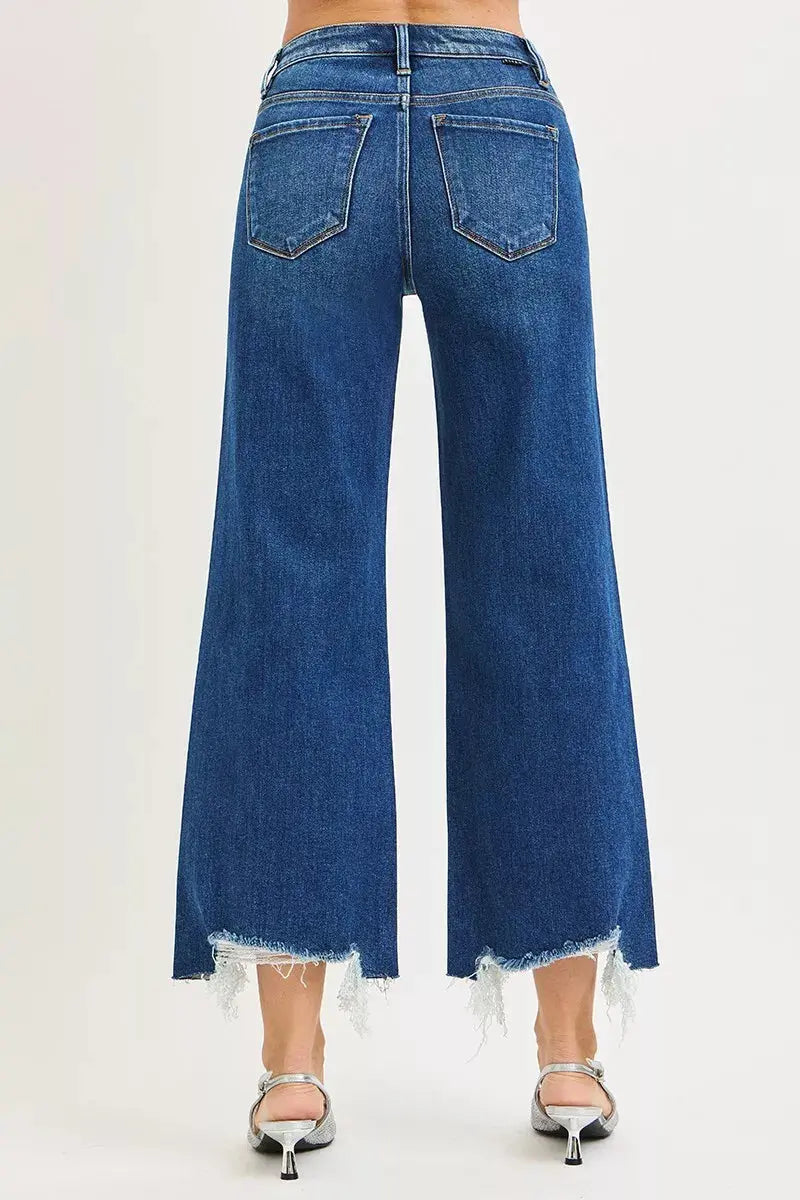 RISEN High Rise Raw Hem Crop Wide Leg Jeans  Style Ratio