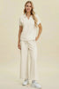 Double Take Collared Neck Short Sleeve Top and Pants Set  Style Ratio
