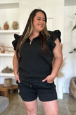 Double Take Full Size Texture Flounce Sleeve Top and Shorts Set  Style Ratio