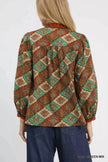 Umgee Abstract Print Ruffle Neck Blouse  Style Ratio