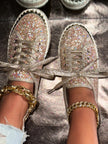 Lace Up Sequin Round Toe Platform Sneakers  Style Ratio