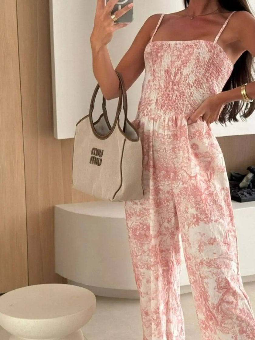 Printed Smocked Jumpsuit  Style Ratio