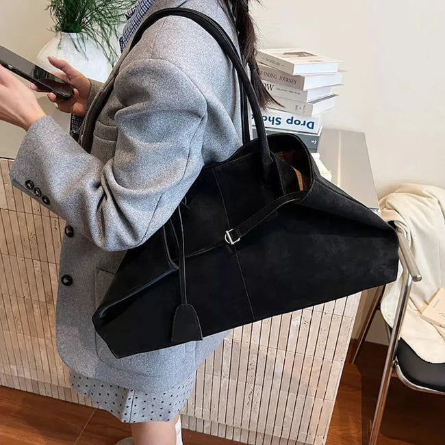 Elegant Suede Tote Handbag  Style Ratio