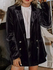 Velvet Lapel Collar Button Up Blazer  Style Ratio