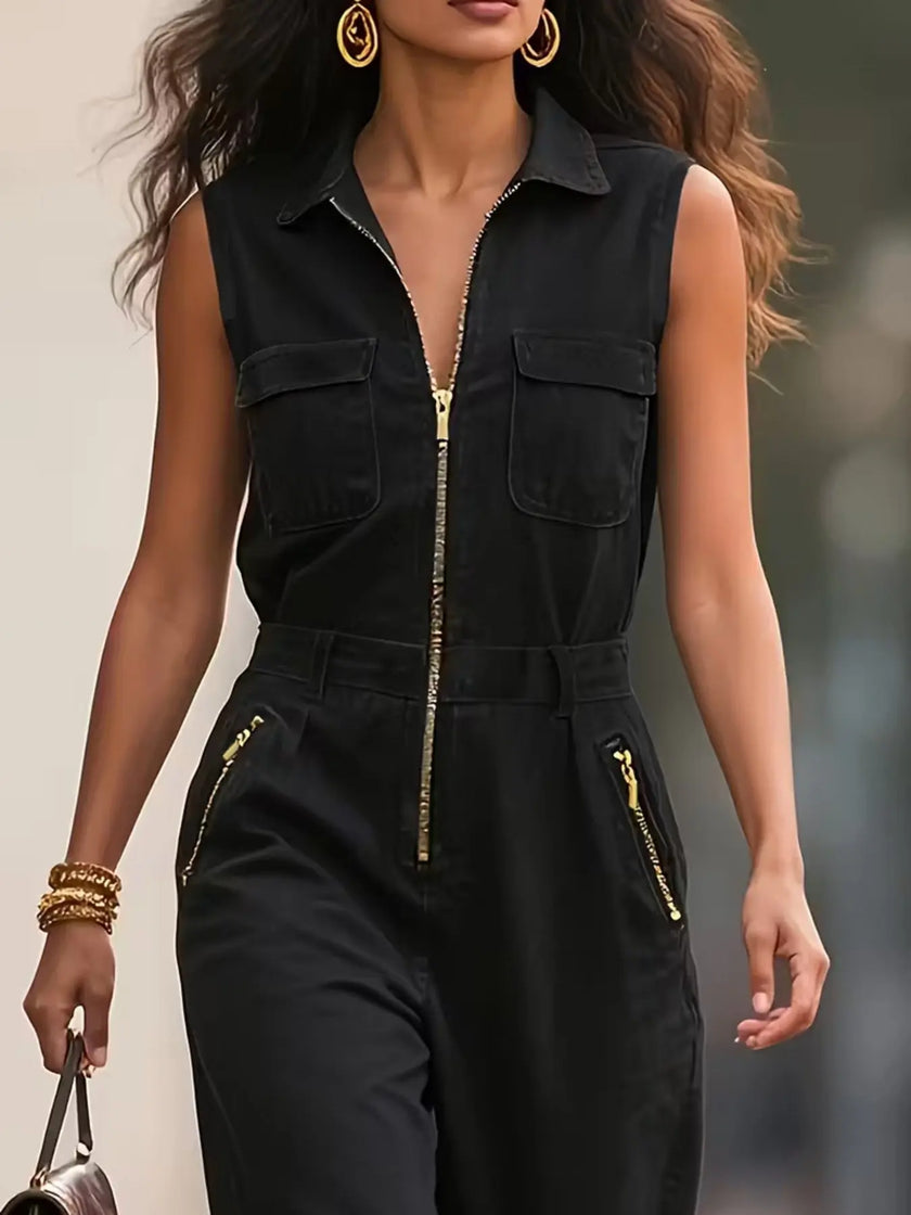 Sleeveless Zip-Up Jumpsuit  Style Ratio