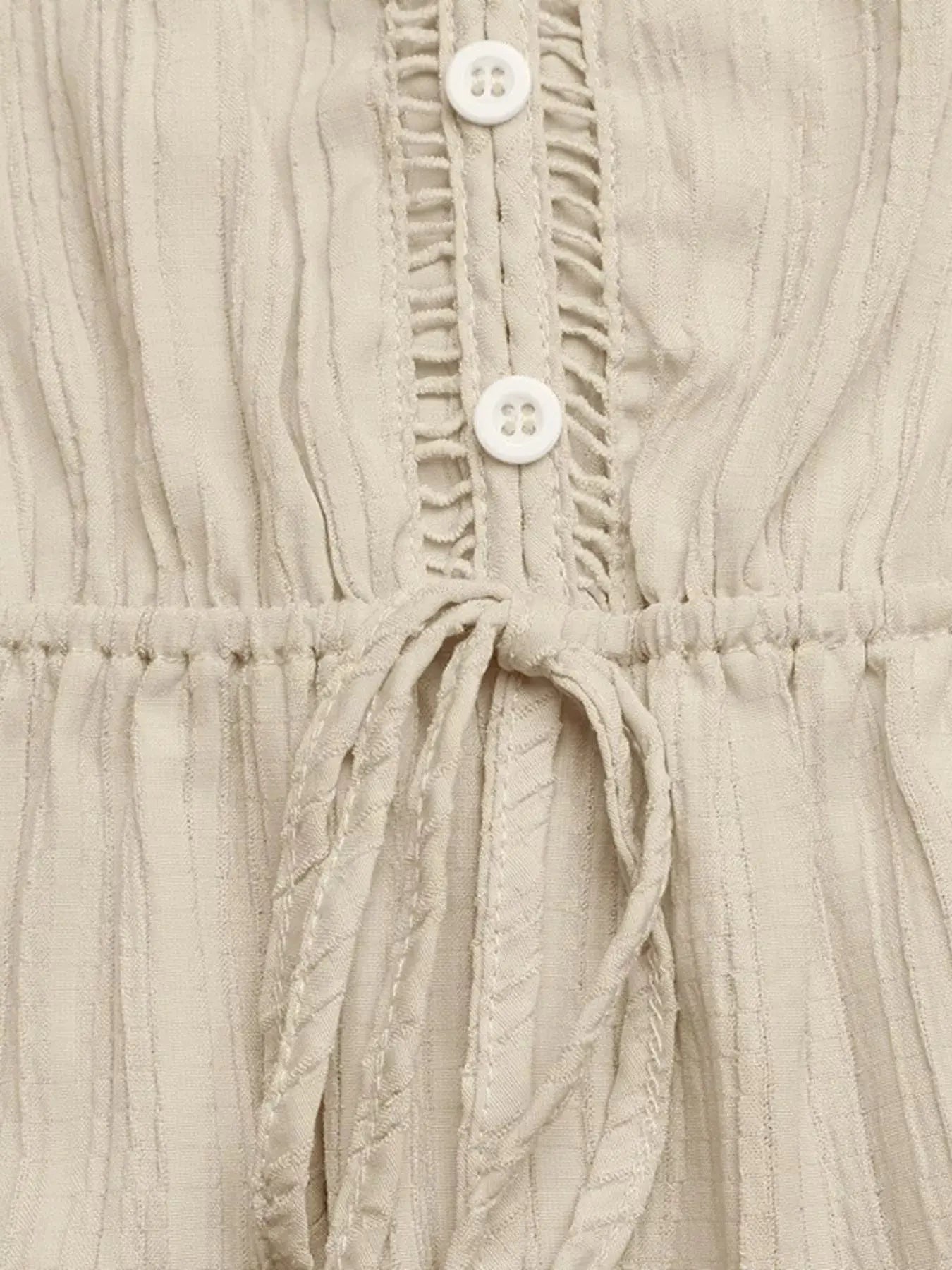 V-Neck Drawstring Waist Wide Leg Jumpsuit  Style Ratio