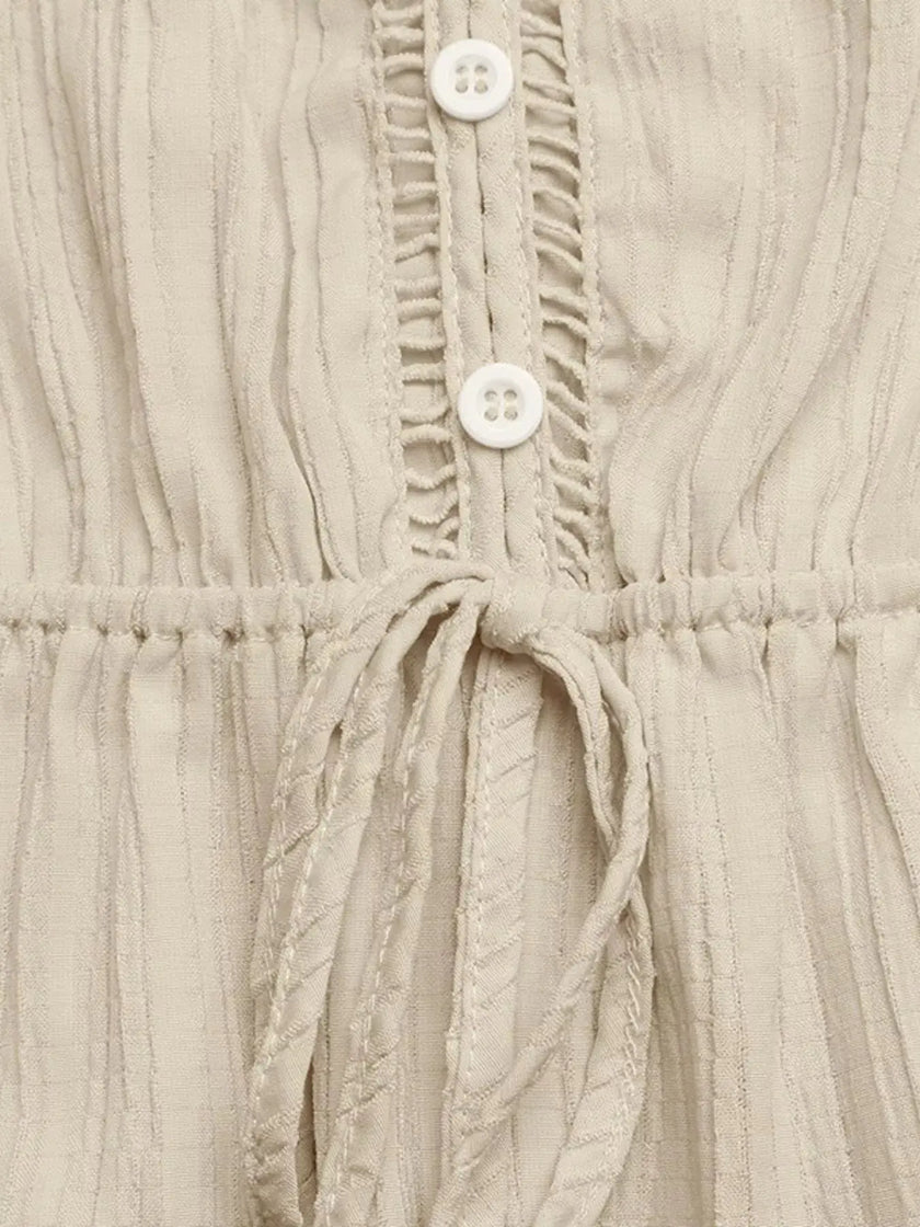 V-Neck Drawstring Waist Wide Leg Jumpsuit  Style Ratio