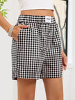 Gingham Elastic Waist Casual Shorts  Style Ratio