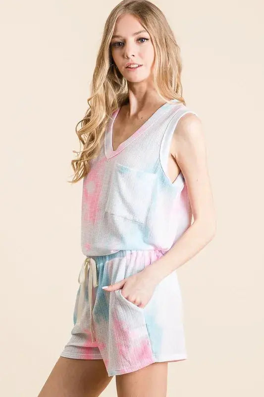 BiBi Tie Dye Textured Knit Top and Shorts Set  Style Ratio