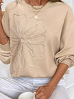 Embroidered Flower Pattern Drop Shoulder Sweatshirt  Style Ratio