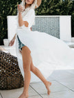 Lace Trim Plunging Beach Cover Up  Style Ratio