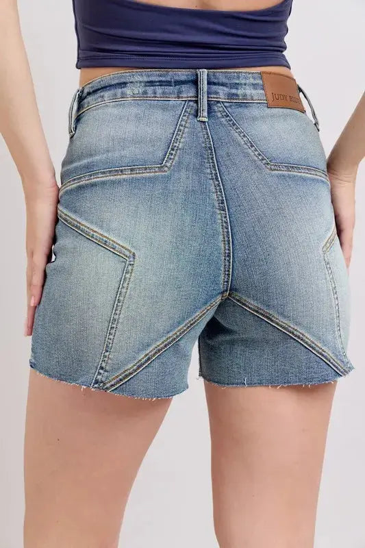 Judy Blue High Waist Star Seam Detail Denim Shorts  Style Ratio