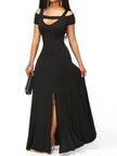 Elegant Off-Shoulder Slit Maxi Dress  Style Ratio