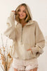 BiBi Stitch Detailed Elastic Hem Half Zip Fleece Hoodie  Style Ratio