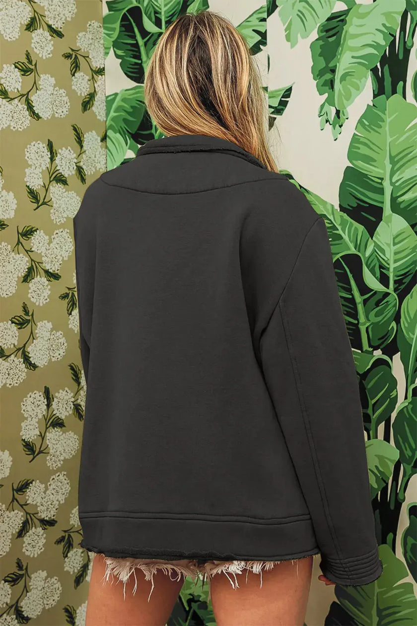 BiBi Single-Breasted Washed Fleece Jacket  Style Ratio