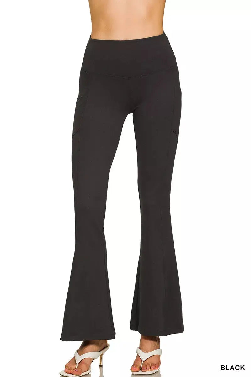 Zenana Brushed Dty Microfiber Flare Pants  Style Ratio
