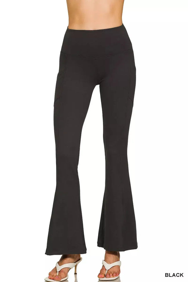 Zenana Brushed Dty Microfiber Flare Pants  Style Ratio