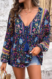 Floral Print Tie Neck Blouse  Style Ratio