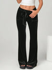 Velvet Flare Pants with Drawstring  Style Ratio