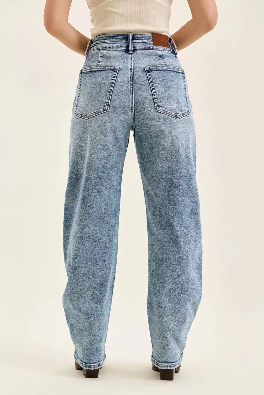 Judy Blue Full Size High Waist Marlow Arc Leg Jeans with Double Waistband  Style Ratio
