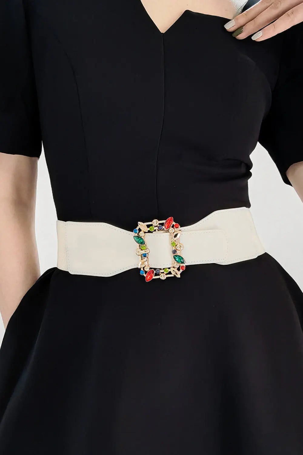 Multicolored Leaf Buckle Elastic Belt  Style Ratio