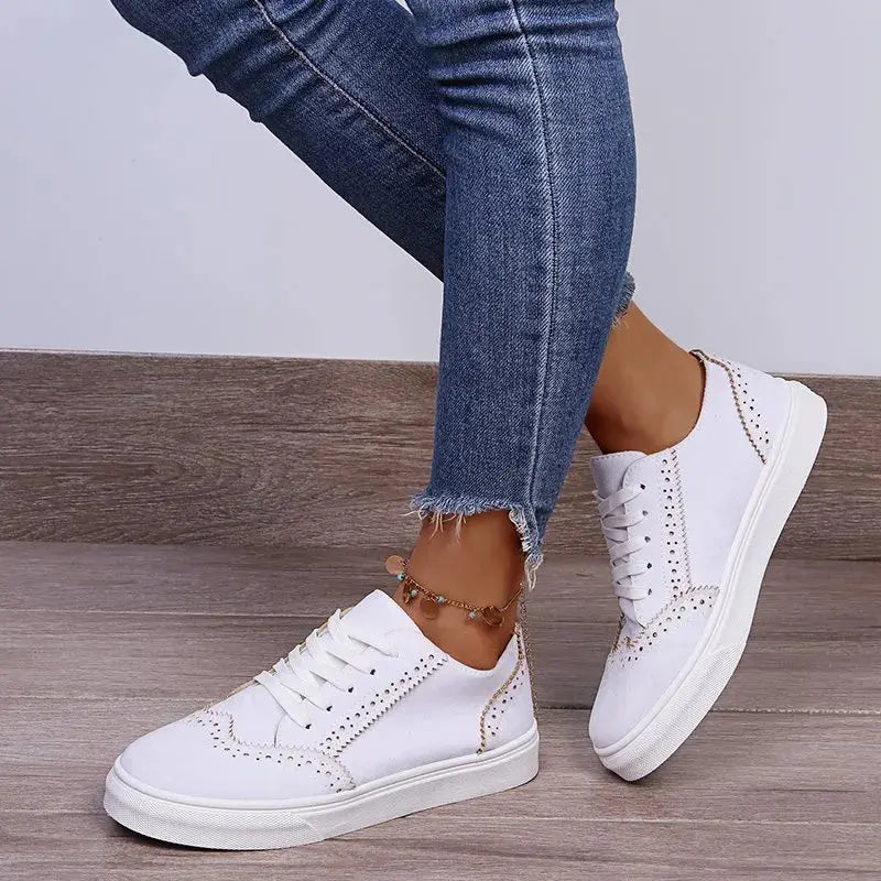 Lace-Up Suedette Flat Sneakers  Style Ratio