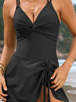 Twisted Front Crisscross Double Spaghetti Strap One-Piece Swimwear  Style Ratio