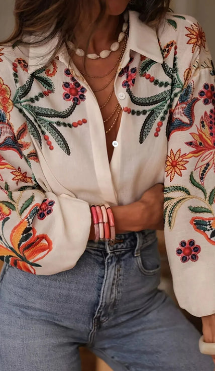 Floral Button Up Long Sleeve Shirt  Style Ratio