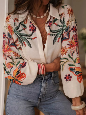 Floral Button Up Long Sleeve Shirt  Style Ratio